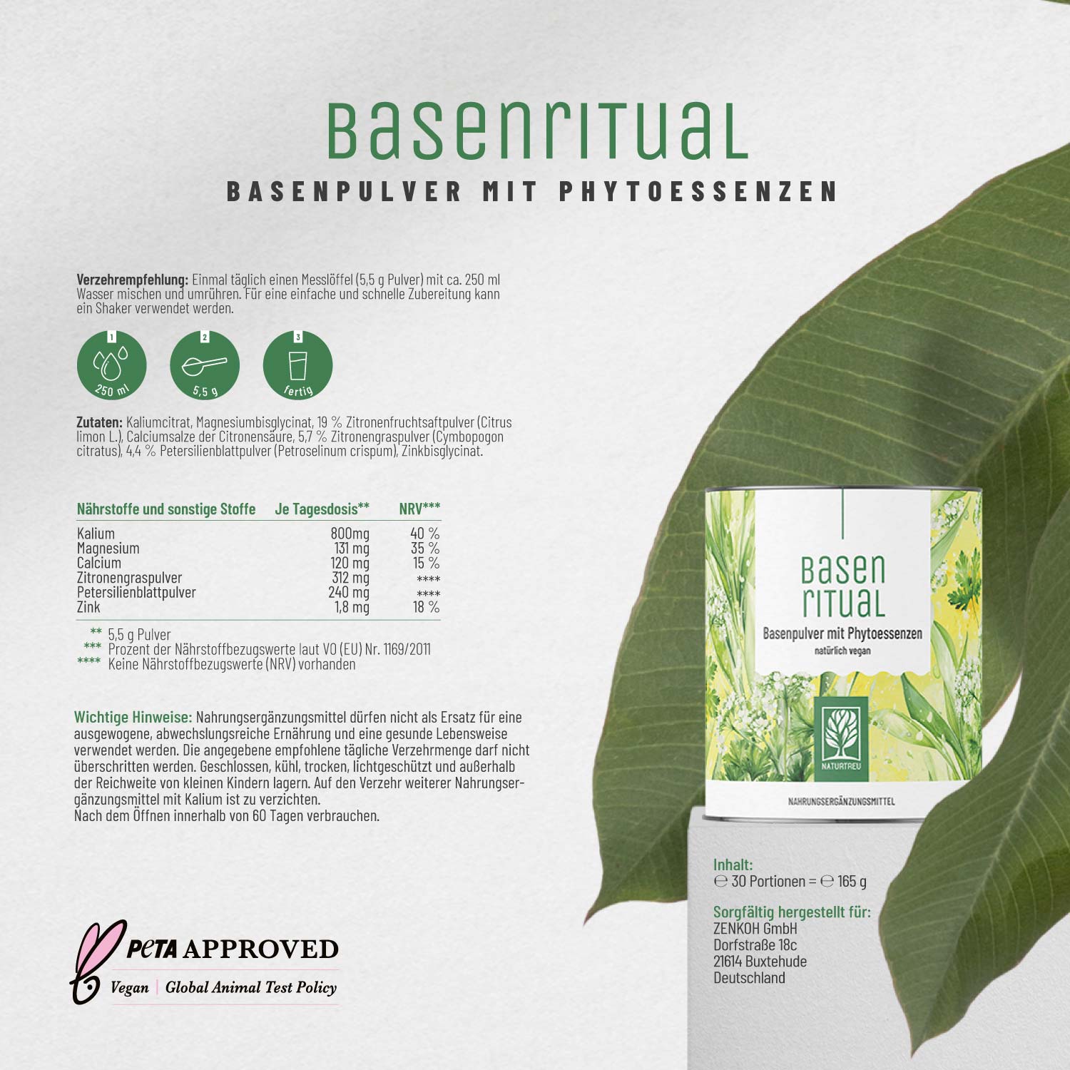 Basenritual Basenpulver mit Phytoessenzen Etikett