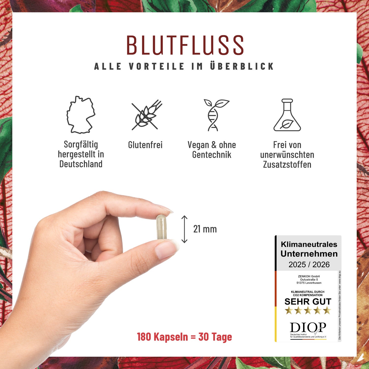 Blutfluss Nattokinase-Komplex mit Arginin und Citrullin Alle Vorteile im Ueberblick