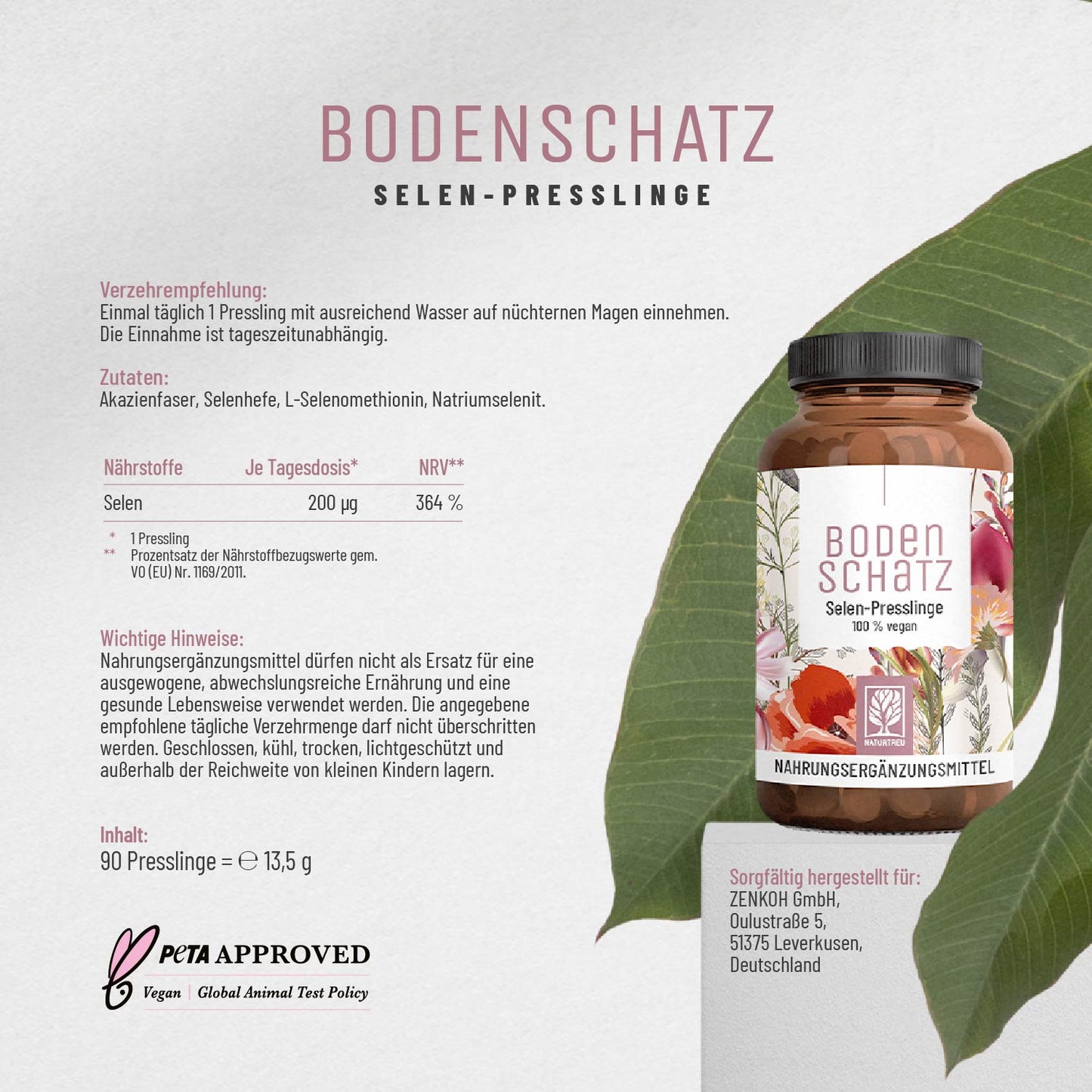 Bodenschatz Selen-Presslinge Etikett