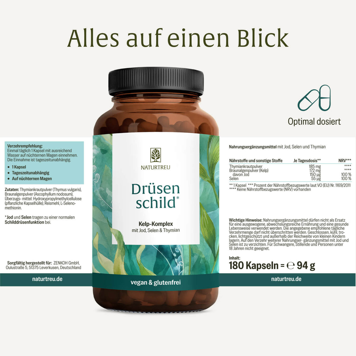 Druesenschild Kelp-Komplex Jod Etikett