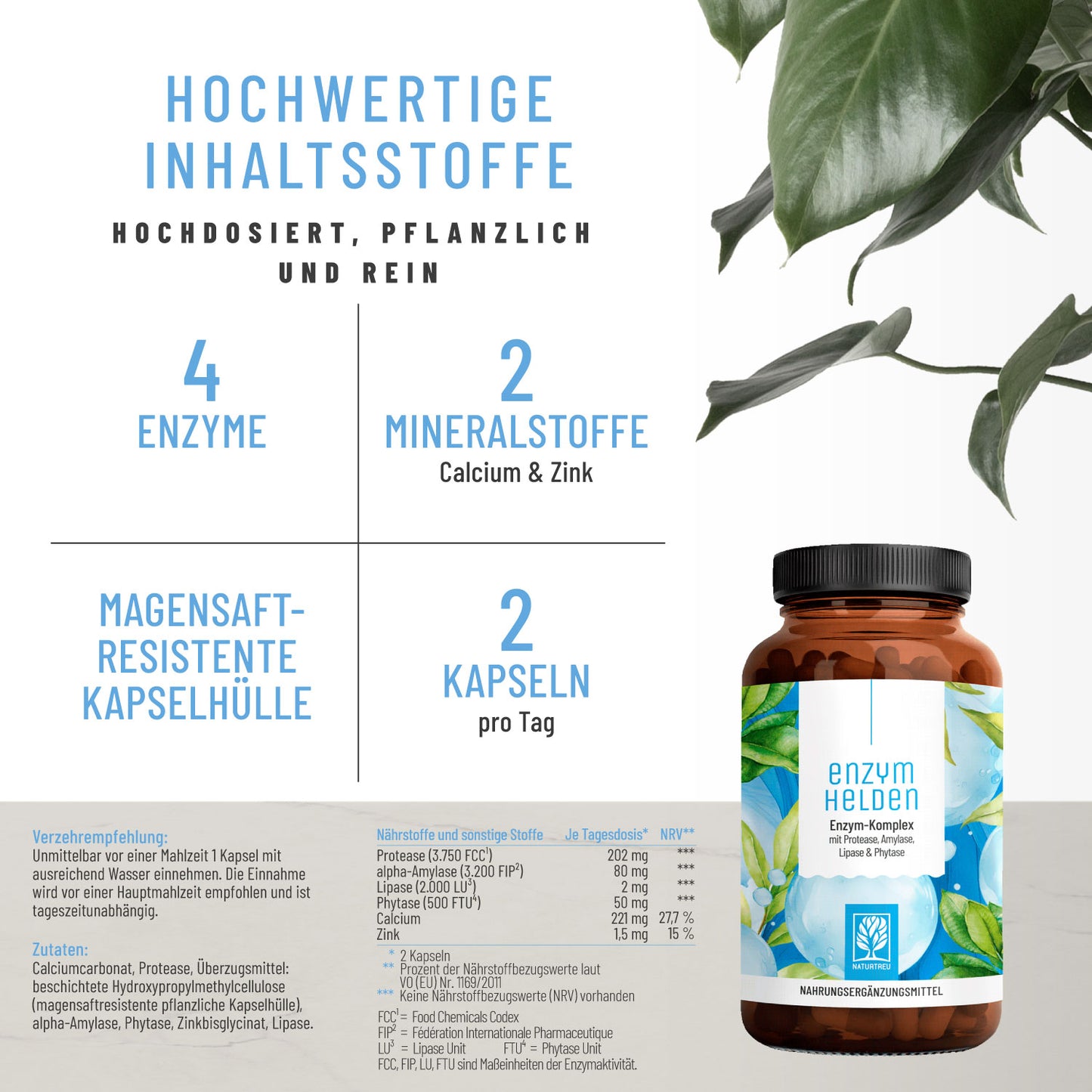 Enzymhelden Enzym-Komplex Hochwertige Inhaltsstoffe