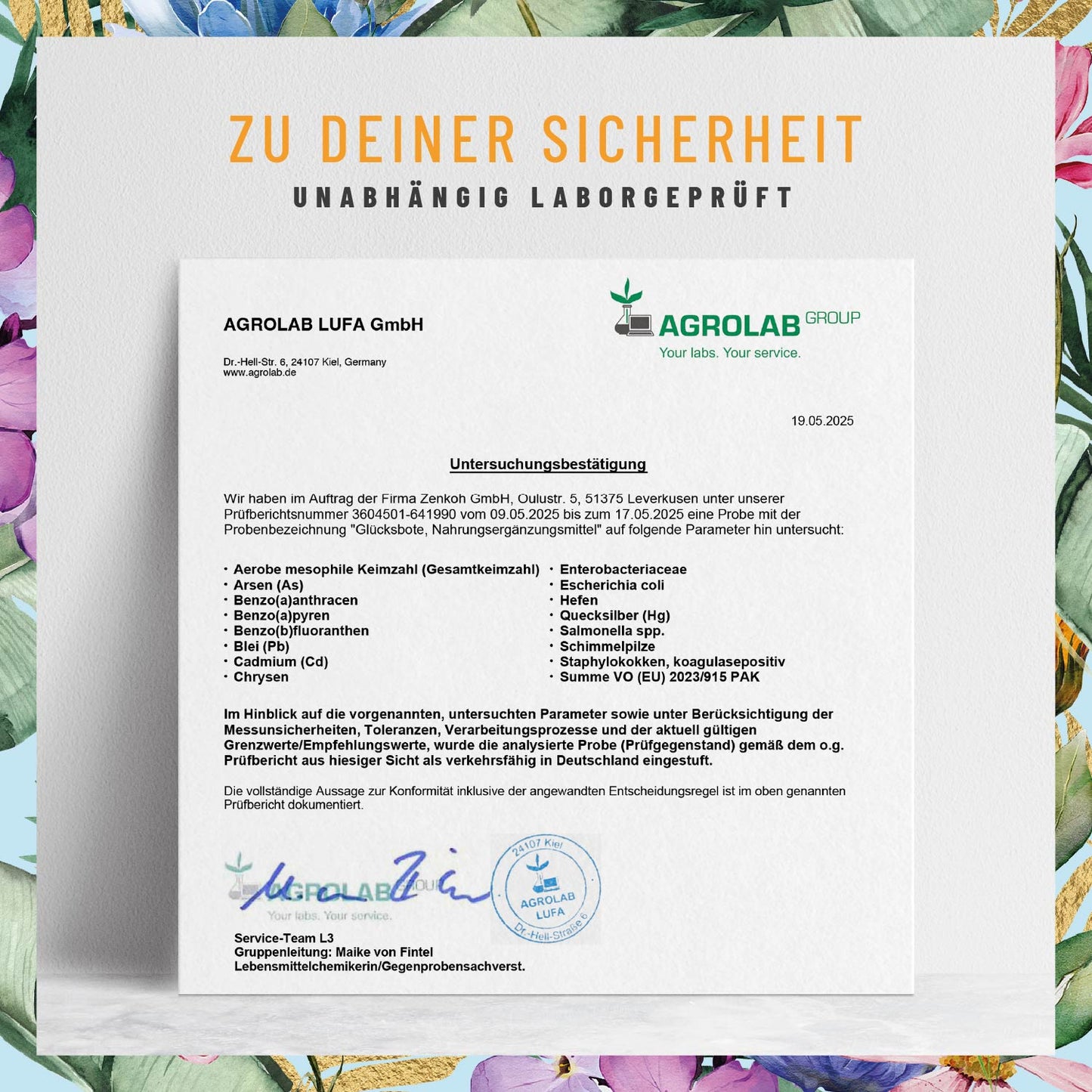 Gluecksbote 5-HTP-aus-Griffonia Laborzertifikat