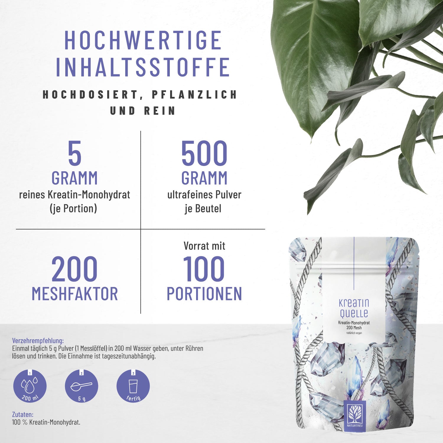 Kreatinquelle Kreatin-Monohydrat Inhaltsstoffe