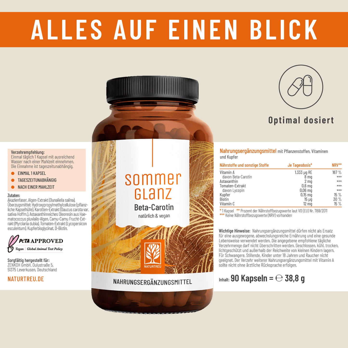 Sommerglanz Beta Carotin Onlineshop Etikett