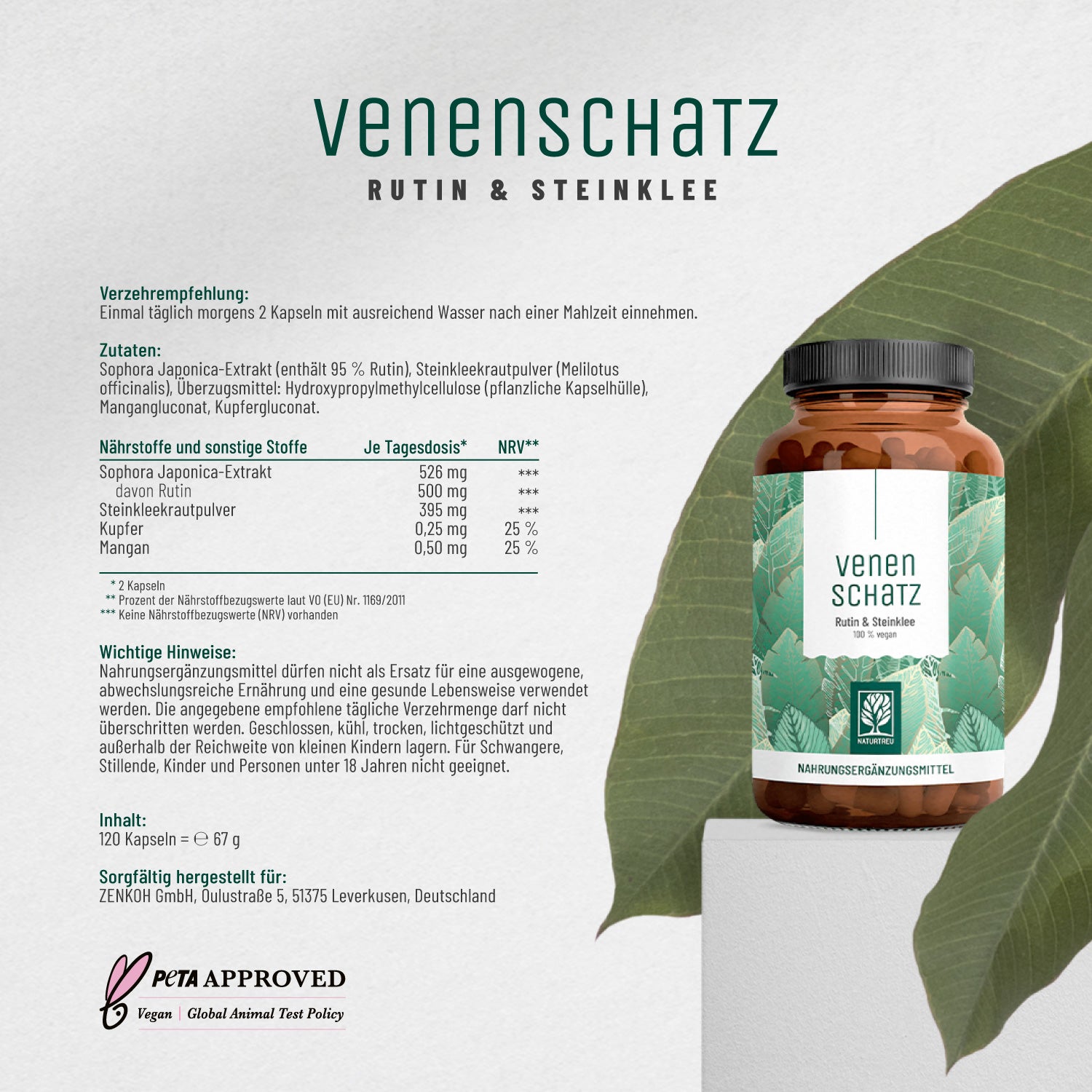 Venenschatz Rutin Steinklee Etikett