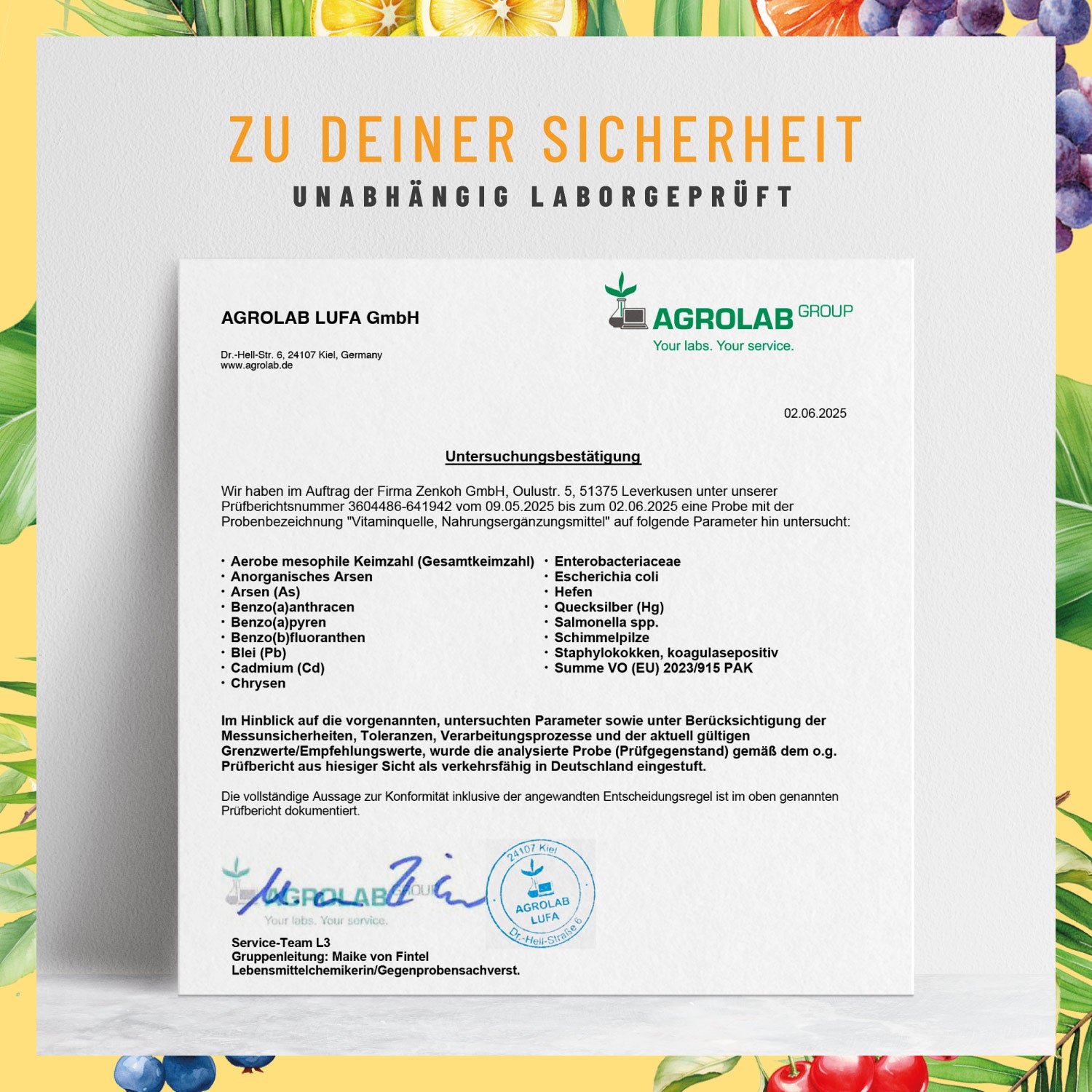 Vitaminquelle Multivitamin-Komplex Laborzertifikat