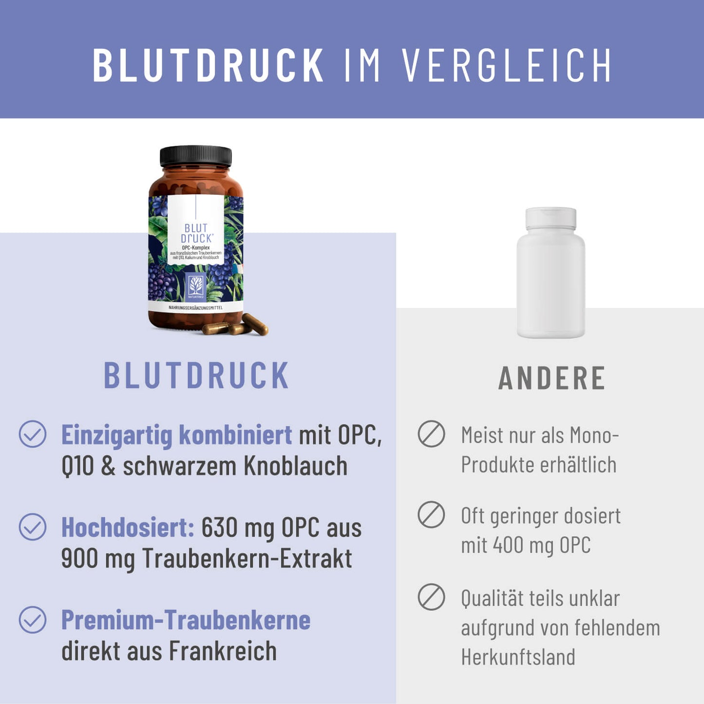 Blutdruck: OPC-Komplex mit Q10, Kalium und Knoblauch
