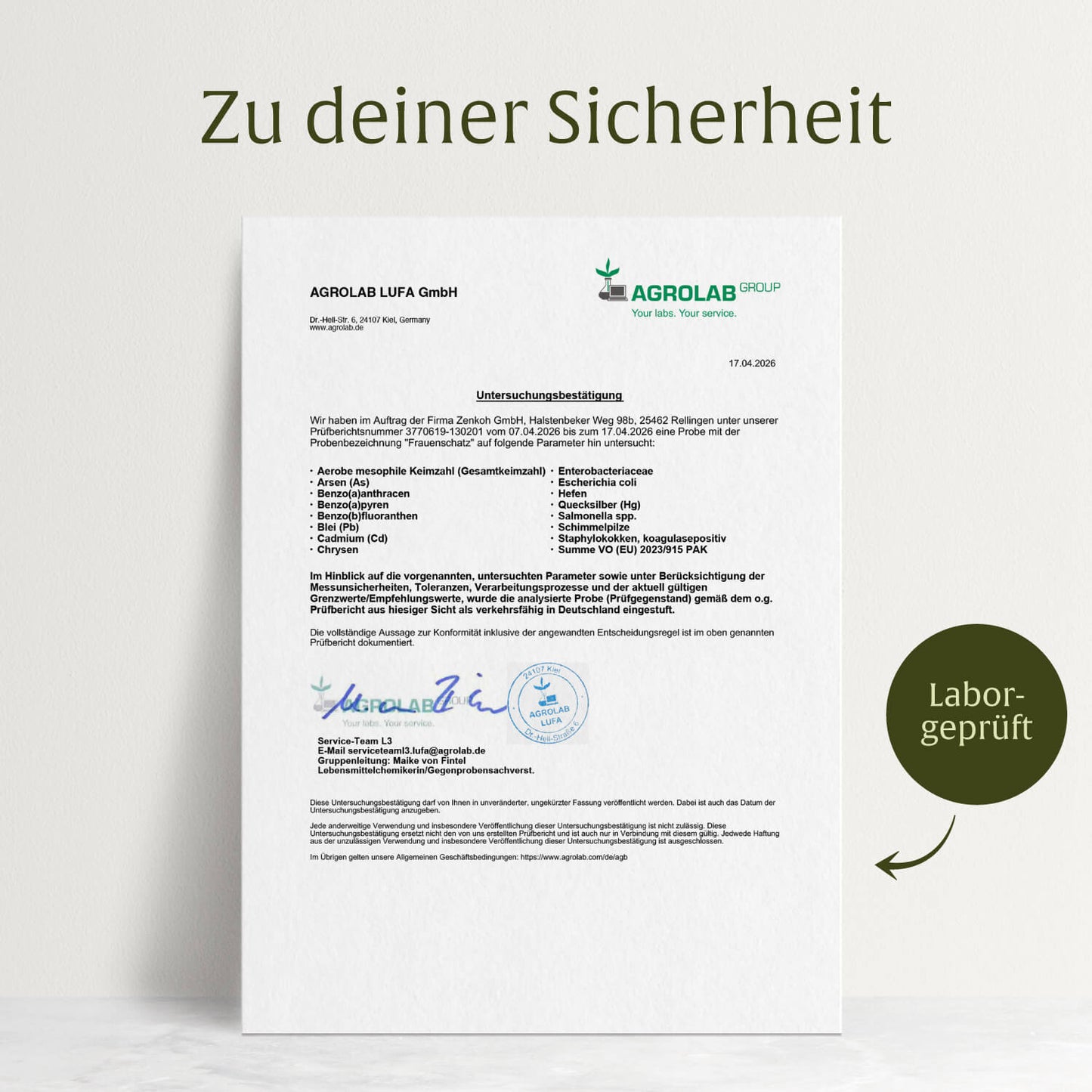Frauenschatz Creatives DE Laborzertifikat