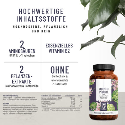 Abendritual GABA Baldrian Hopfen L-Tryptophan Hochw Inhaltsstoffe 