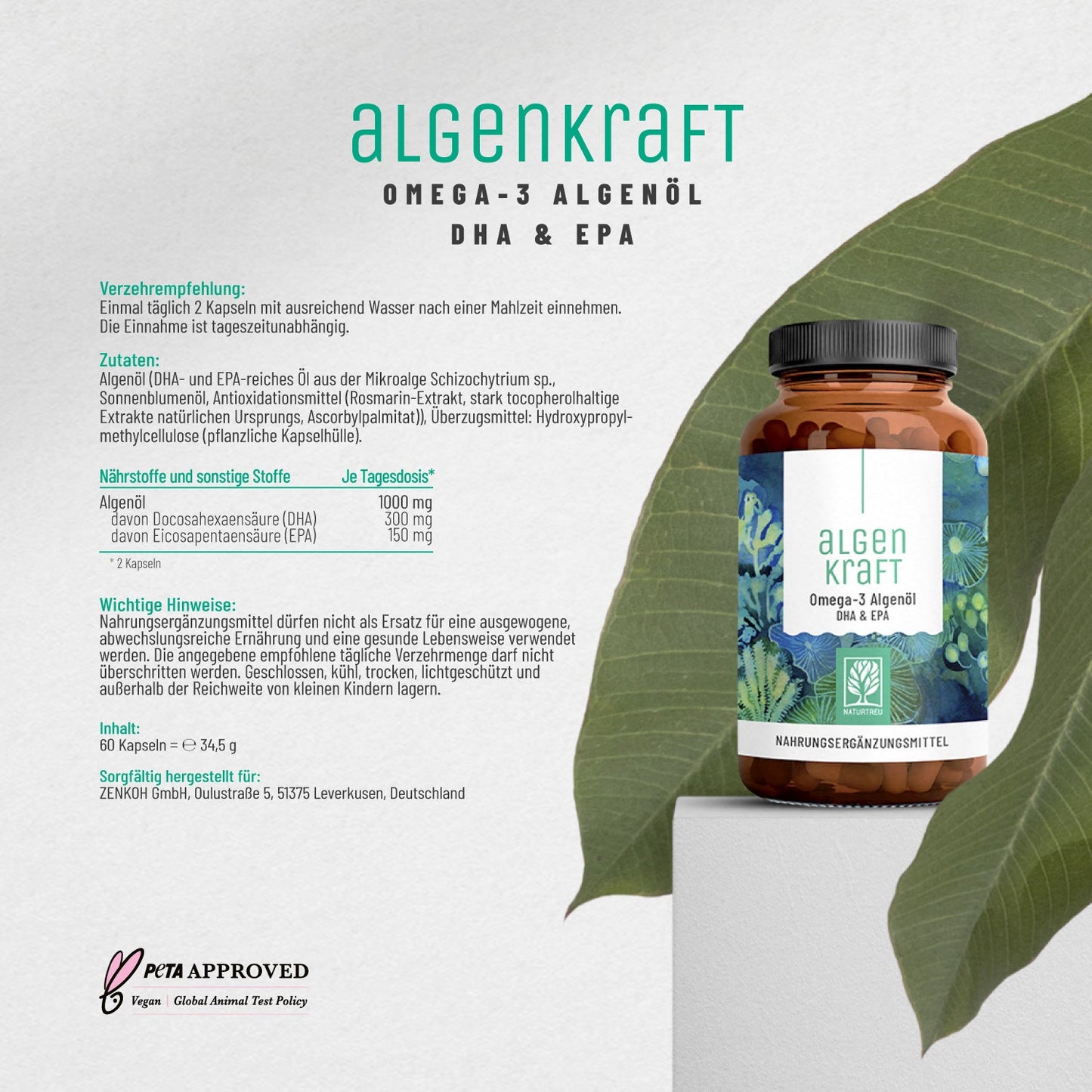 Algenkraft Omega 3 Algenoel DHA EPA Etikett 01