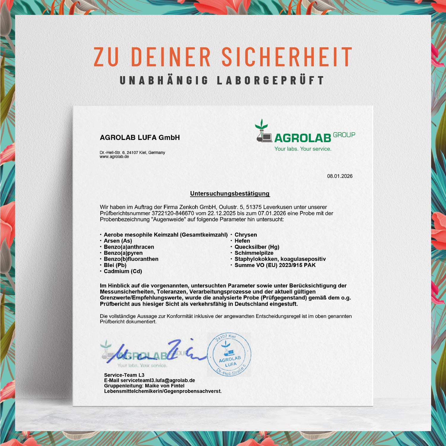 Augenweide Vitamin-A Laborzertifikat