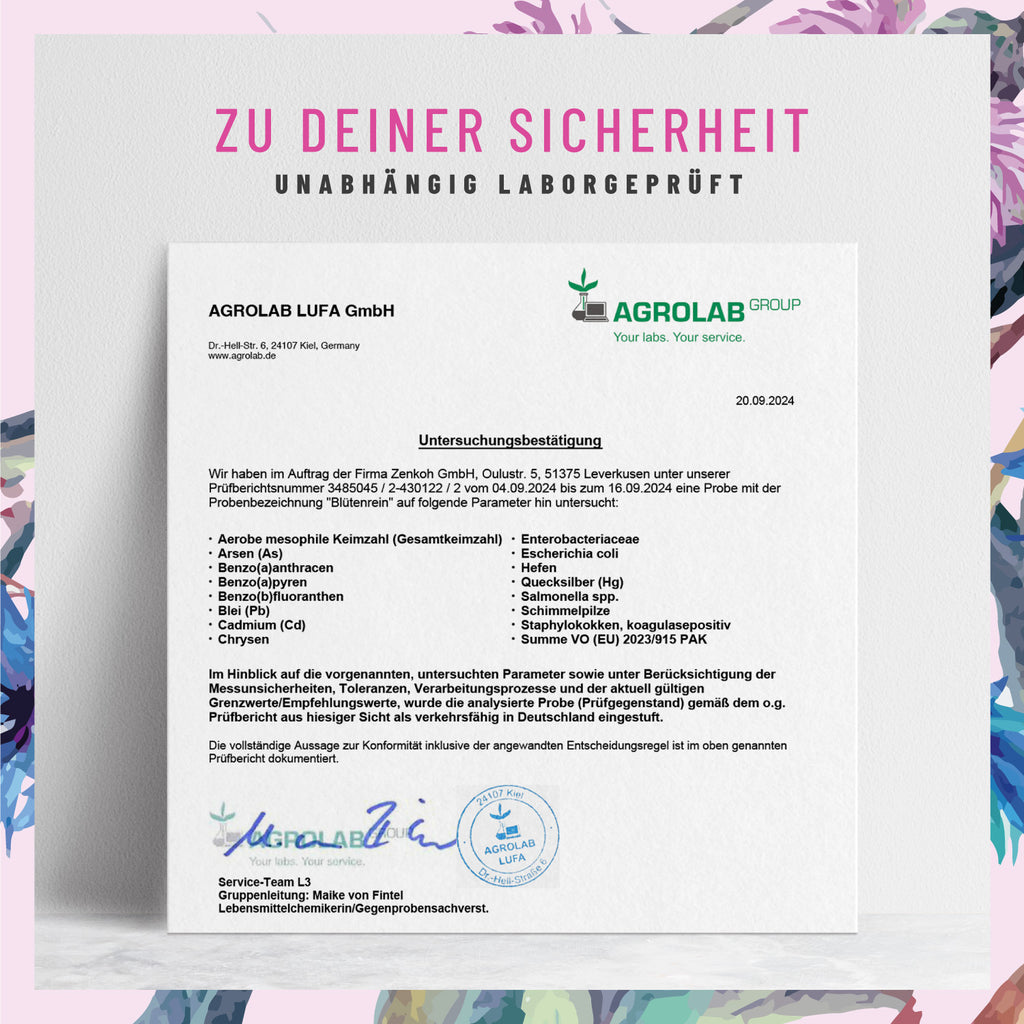 Blütenrein Leber-Komplex Laborzertifikat