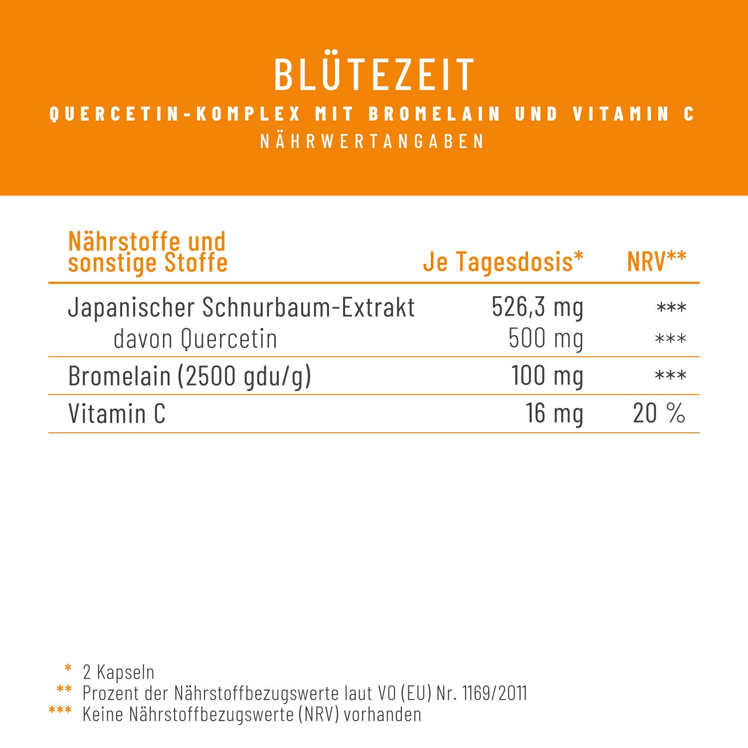 Bluetezeit Quercetin-Komplex Naehrwerte DE