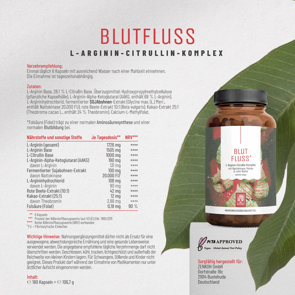 Blutfluss L-Arginin Citrullin Komplex Etikett