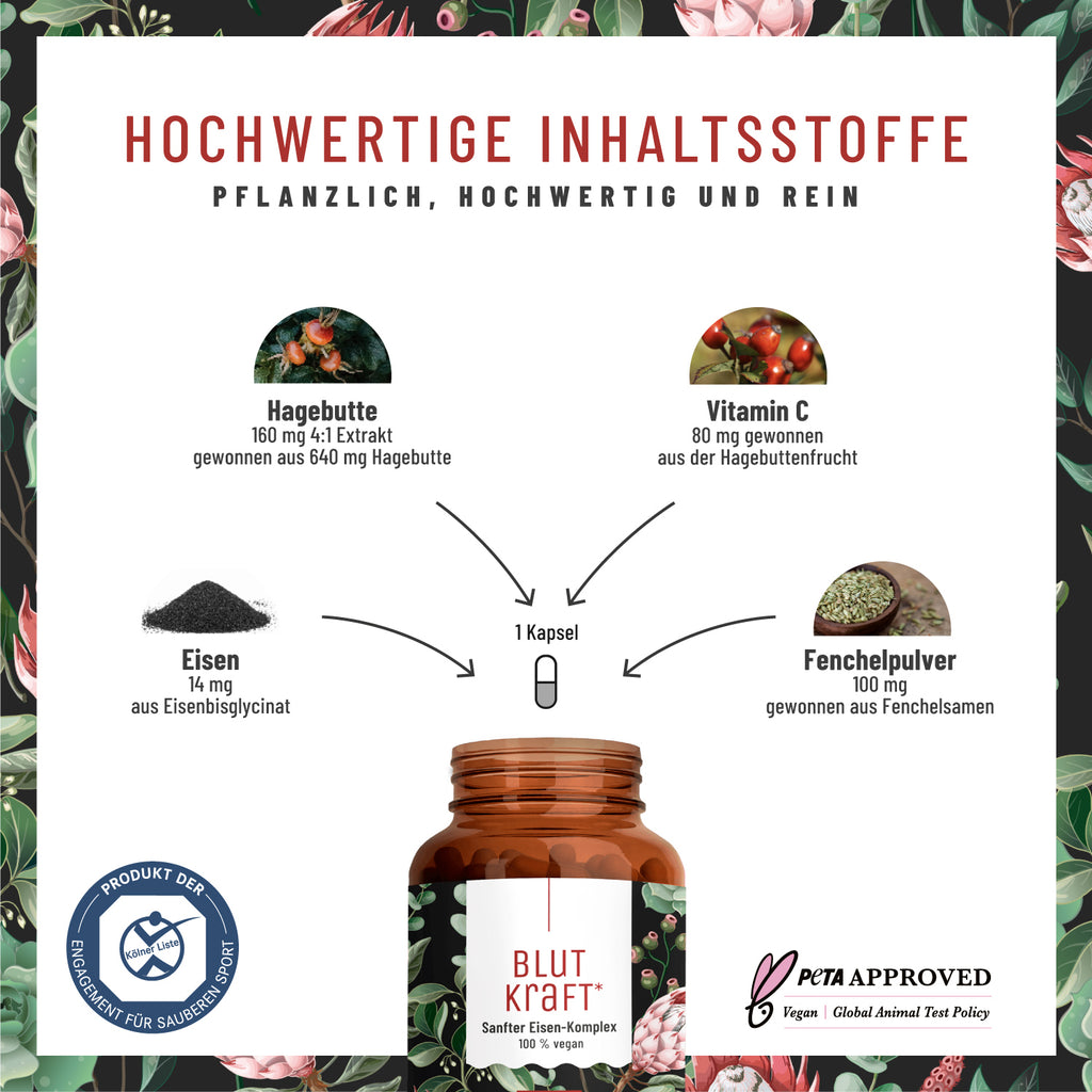 Blutkraft Eisen-Komplex Hochwertige Inhaltsstoffe