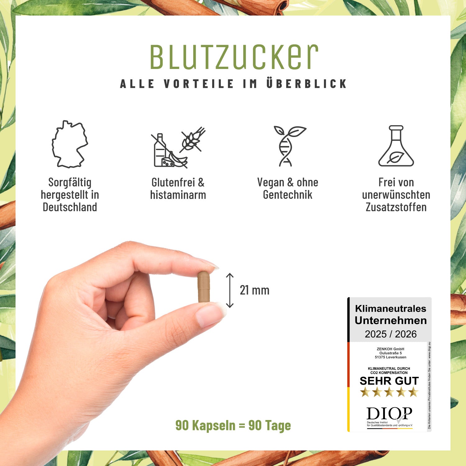 Blutzucker mit Zimt, Inositol & Olivenblatt Alle Vorteile