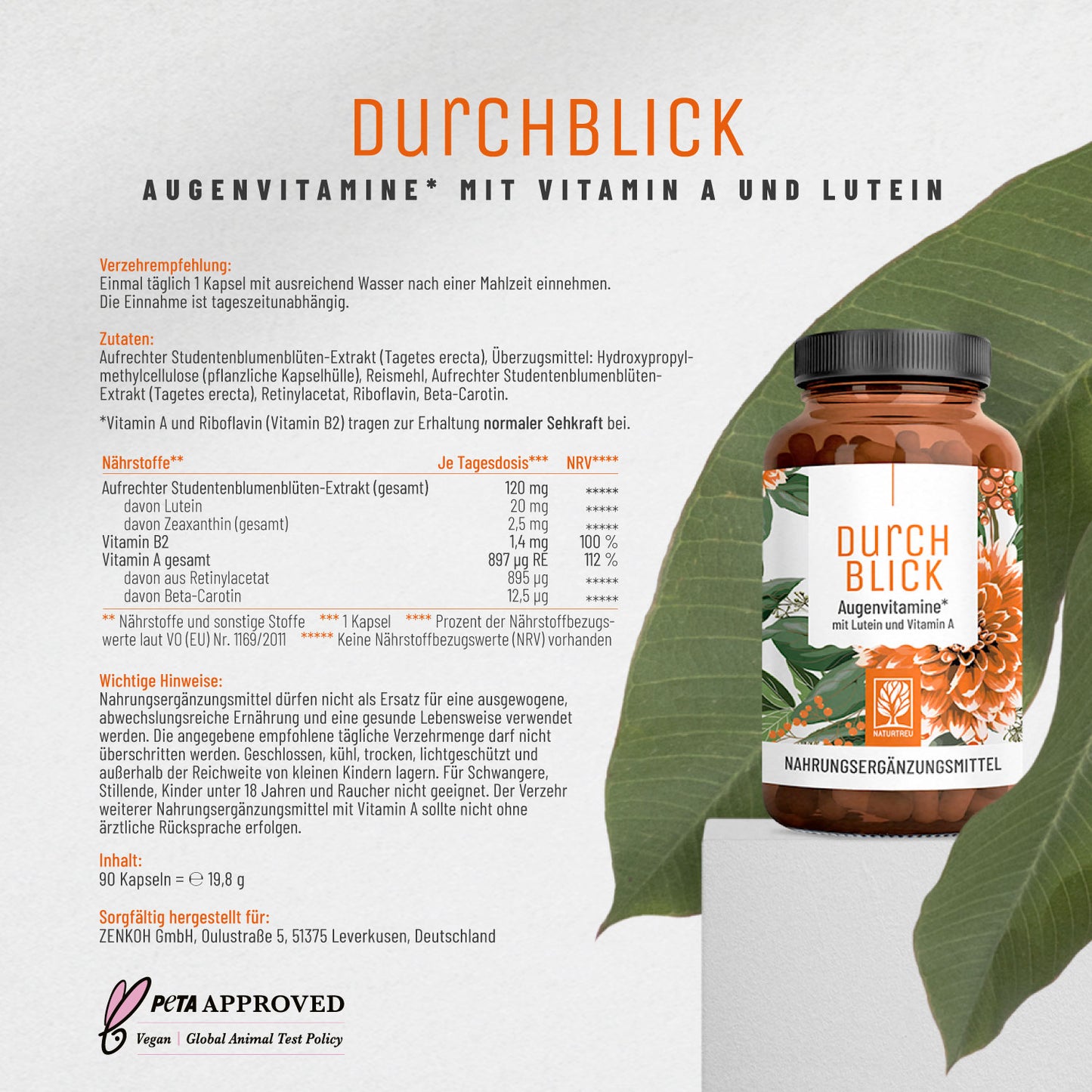 Durchblick Augenvitamine Etikett  