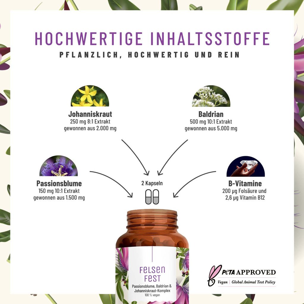 Felsenfest Passionsblume Baldrian Johanniskraut-Komplex Inhaltsstoffe