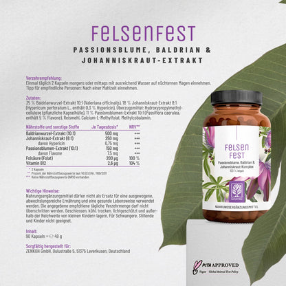 Felsenfest Passionsblume-Baldrian-Johanniskraut-Komplex Etikett 01