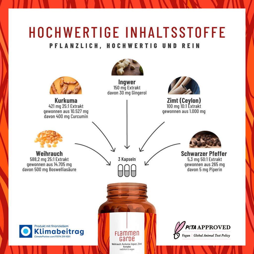 FlammengardeWeihraum-Ingwer-Kurkuma-Komplex Hochwertige Inhaltsstoffe