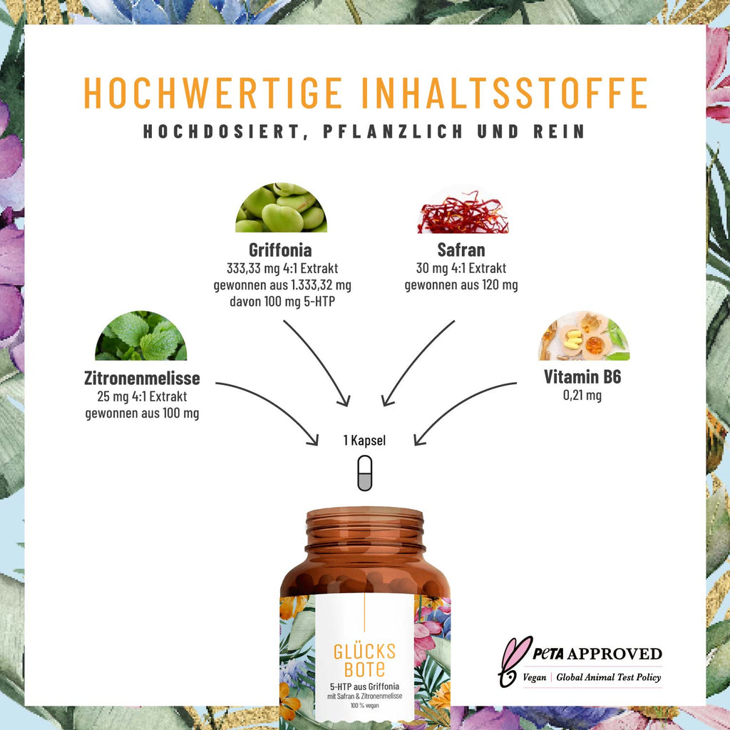 Gluecksbote 5-HTP-aus-Griffonia Hochwertige-Inhaltsstoffe