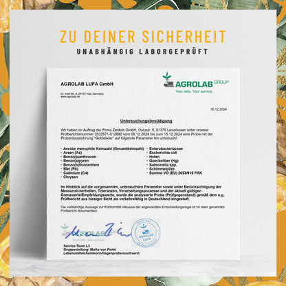 Goldelixier Goldene Milch Laborzertifikat