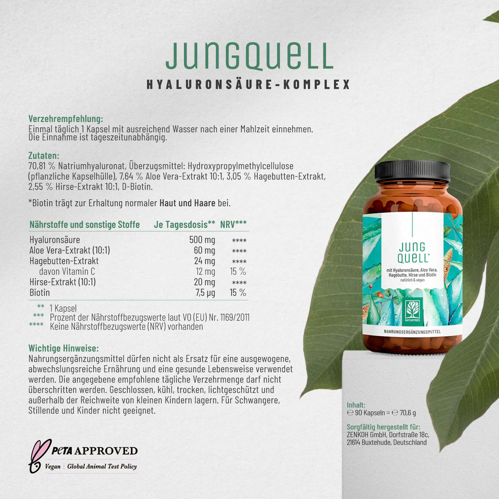 Jungquell mit-Hyaluronsaeure-Aloe-Vera-Hagebutte-Hirse-Biotin Etikett 