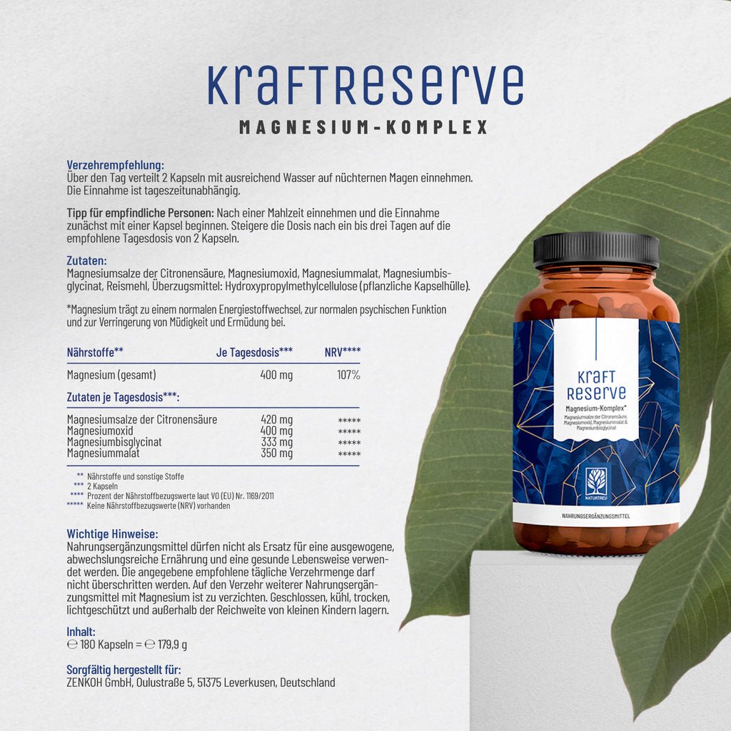 Kraftreserve Magnesium-Komplex Etikett 