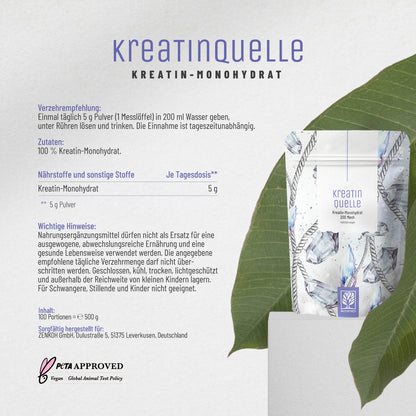 Kreatinquelle Kreatin-Monohydrat Etikett 01