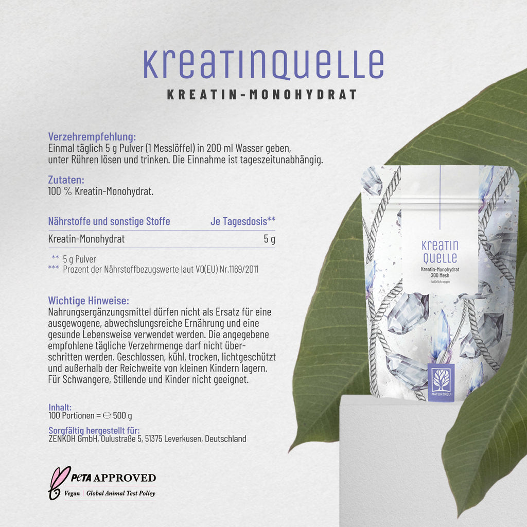 Kreatinquelle Kreatin-Monohydrat Etikett 01
