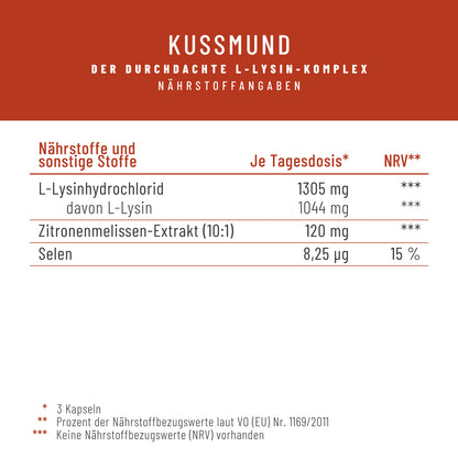 Kussmund L-Lysin Zitronenmelisse Selen Naehrwerte 