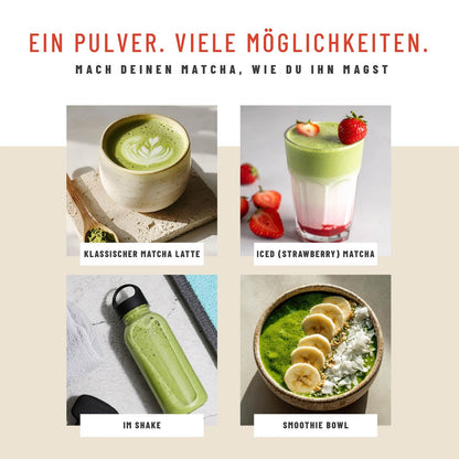 Matchaelixier Matcha Pulver Lucuma Morninga Moeglichkeiten