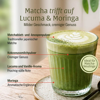 Matchaelixier: Matcha mit Lucuma und Moringa