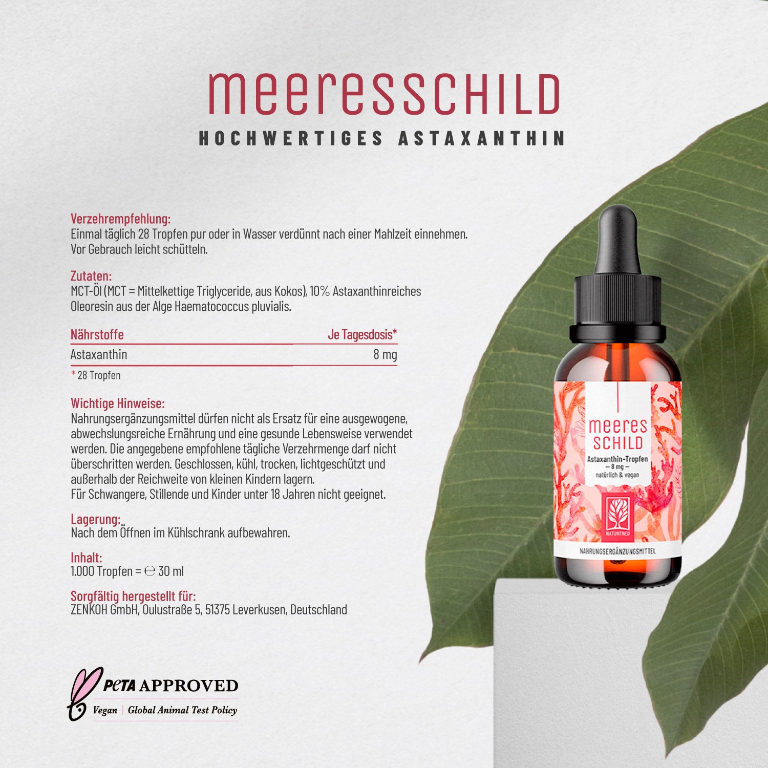Meeresschild Astaxanthin-Tropfen Etikett 01