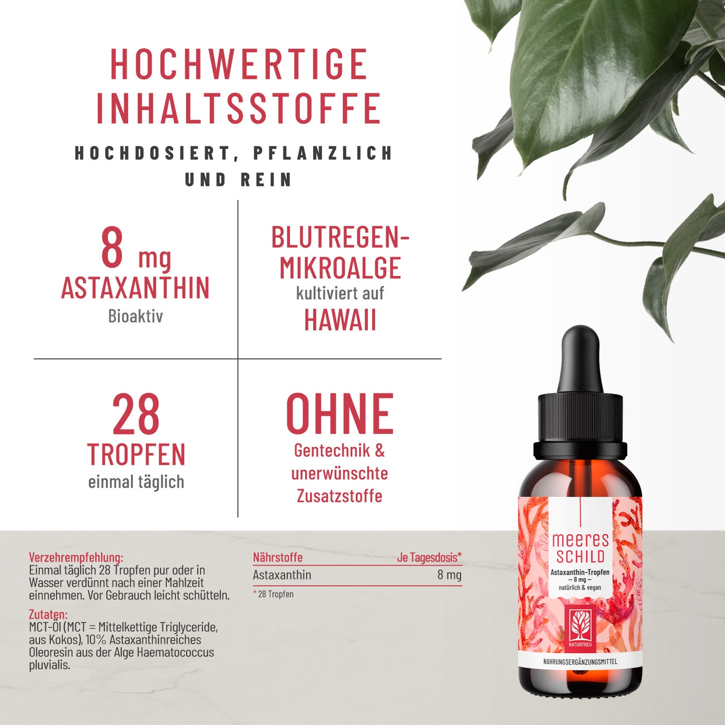 Meeresschild Astaxanthin-Tropfen Hochwertige Inhaltsstoffe