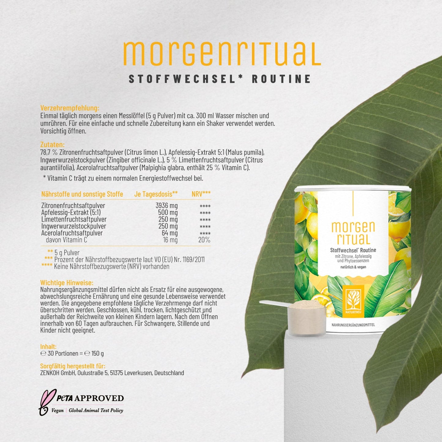 Morgenritual Stoffwechsel-Routine Etikett 