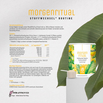 Morgenritual Stoffwechsel-Routine Etikett 