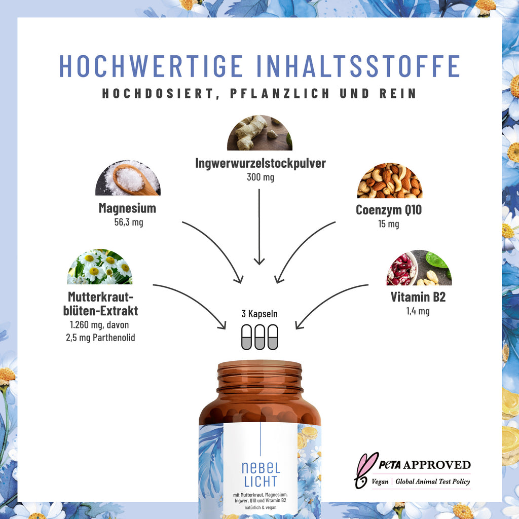 Nebellicht Mutterkraut-Magnesium-Ingwer-q10-vitaminb2-komplex Hochw Inhaltsstoffe DE