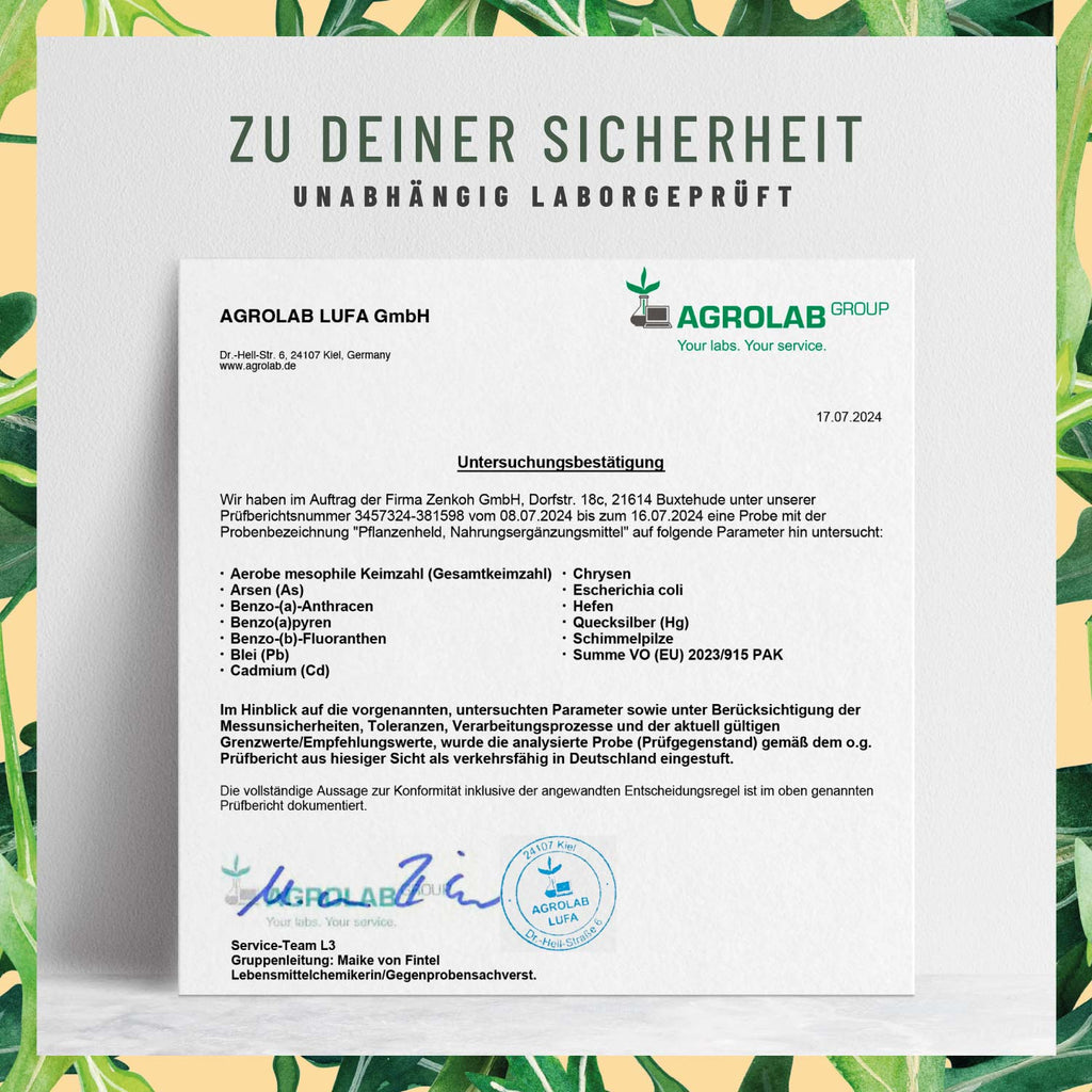 Pflanzenheld Vitamine für Vegetarier und Veganer Laborzertifikat