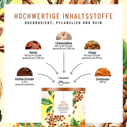 Pilzkaffee Kaffeegetraenkepulver Hochwertige-Inhaltsstoffe 