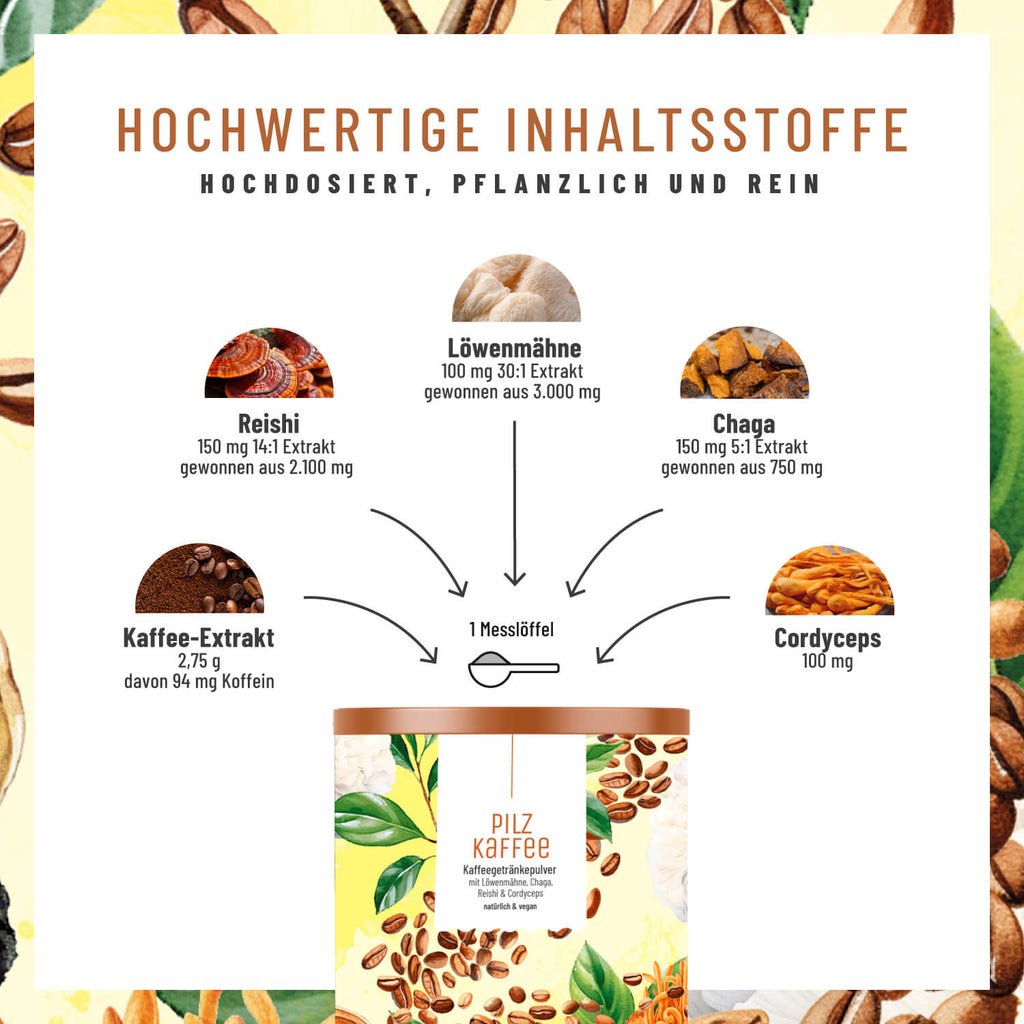 Pilzkaffee Kaffeegetraenkepulver Hochwertige-Inhaltsstoffe 