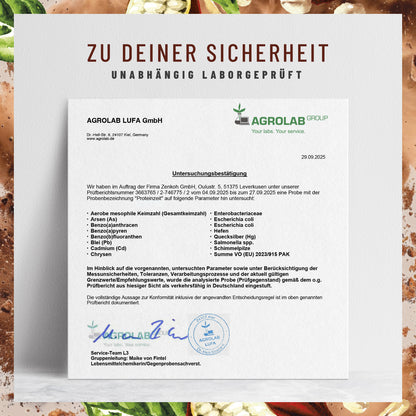 Proteinzeit Proteinpulver Laborzertifikat