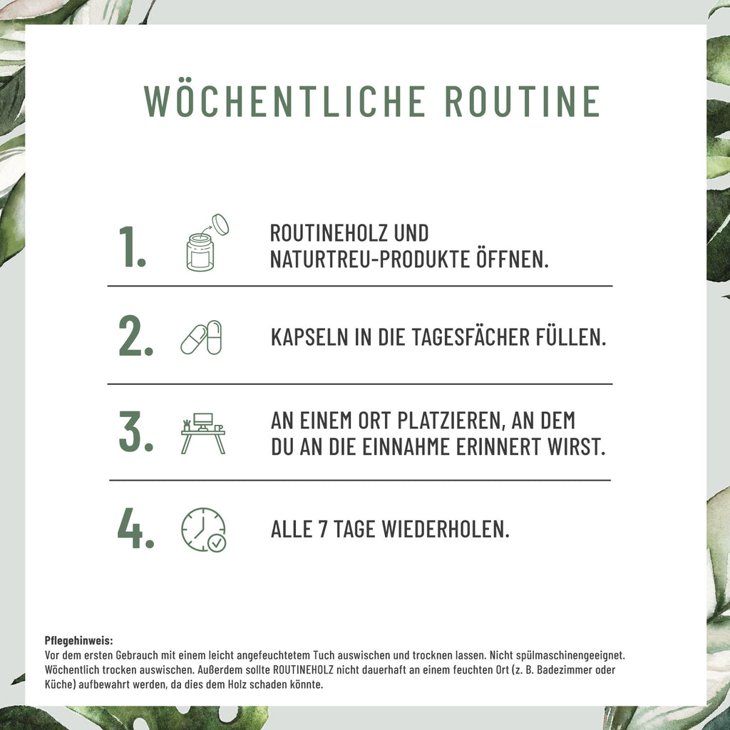 Routineholz Pillenbox für deine wöchentliche Routine