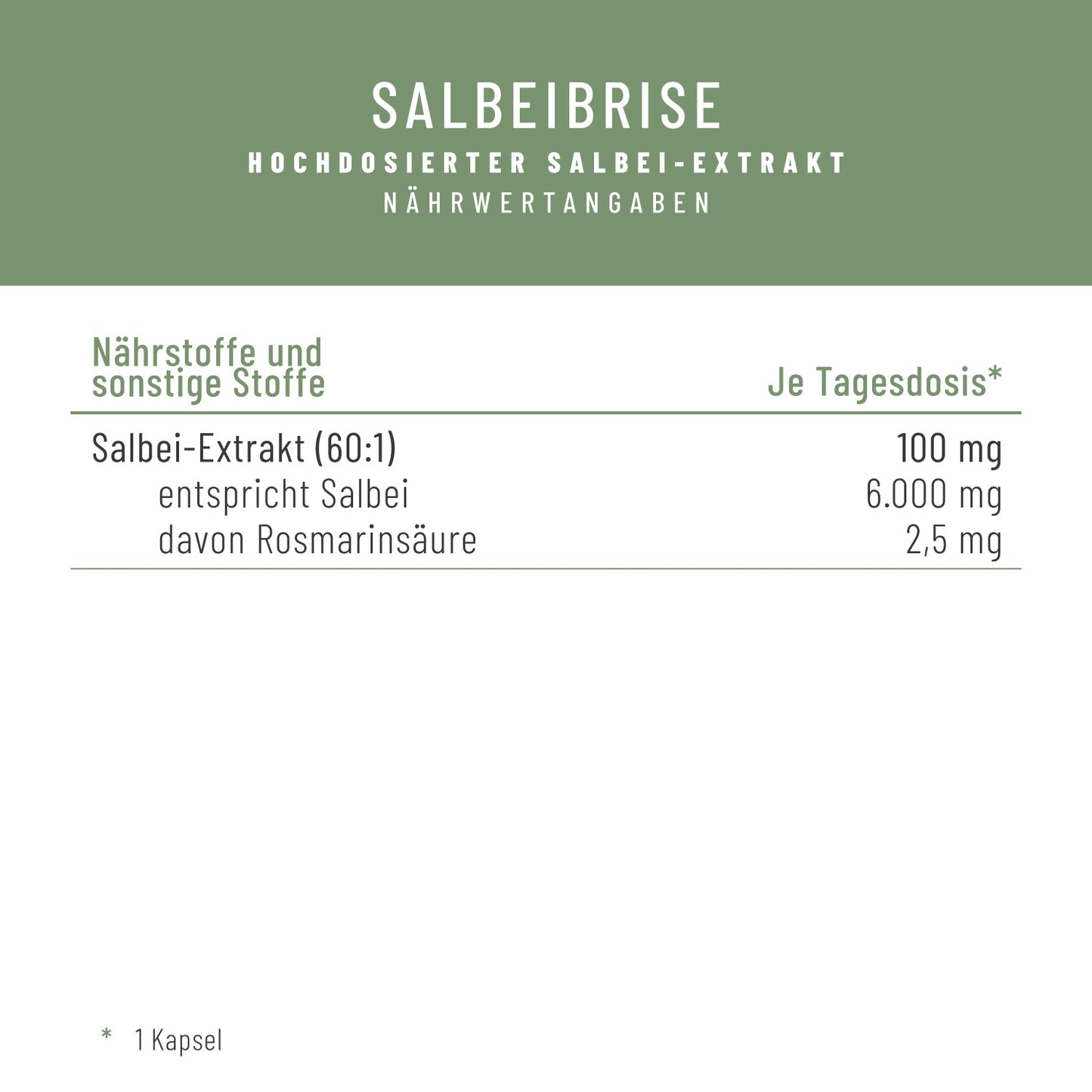 Salbeibrise Salbei-Extrakt Naehrwerte