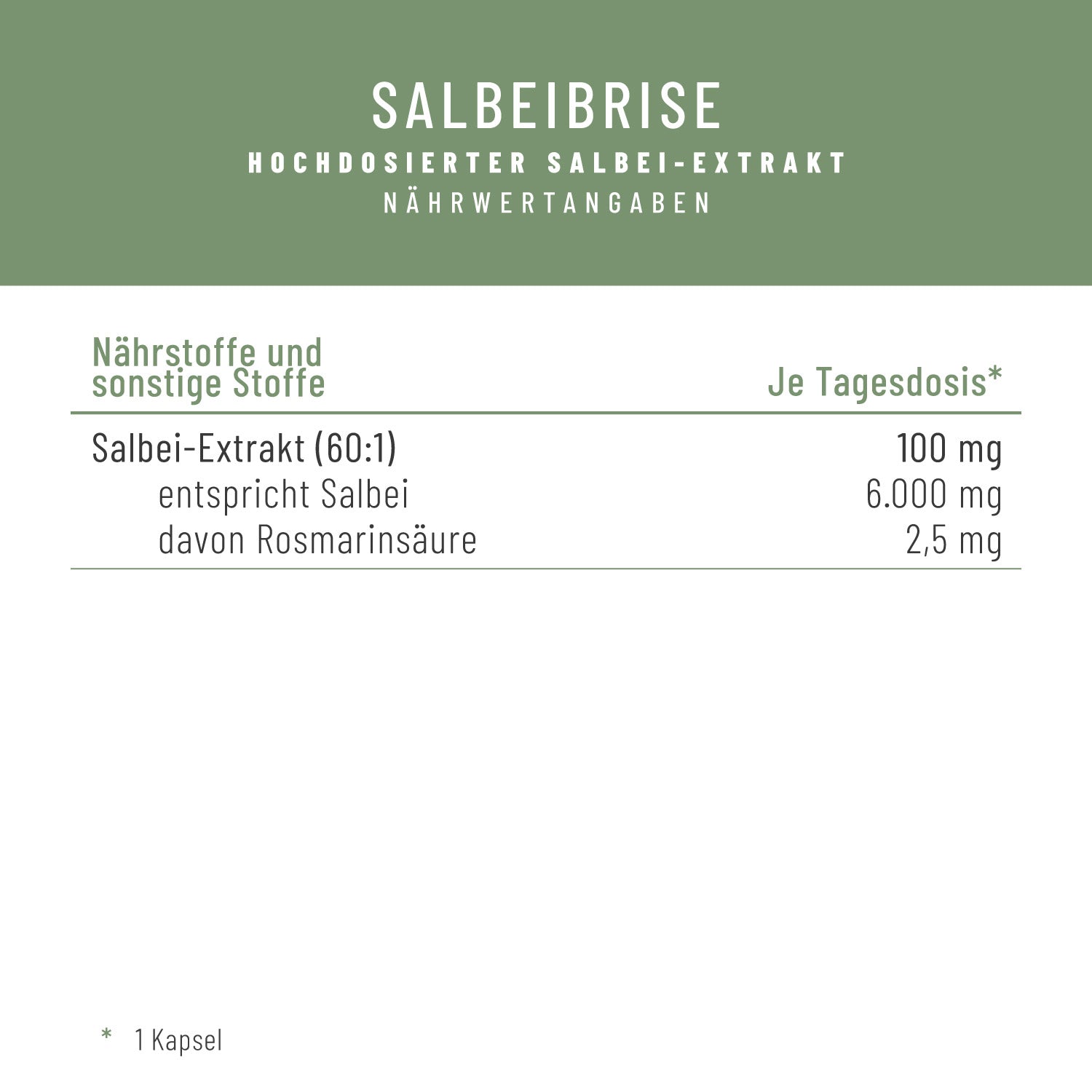 Salbeibrise Salbei-Extrakt Naehrwerte