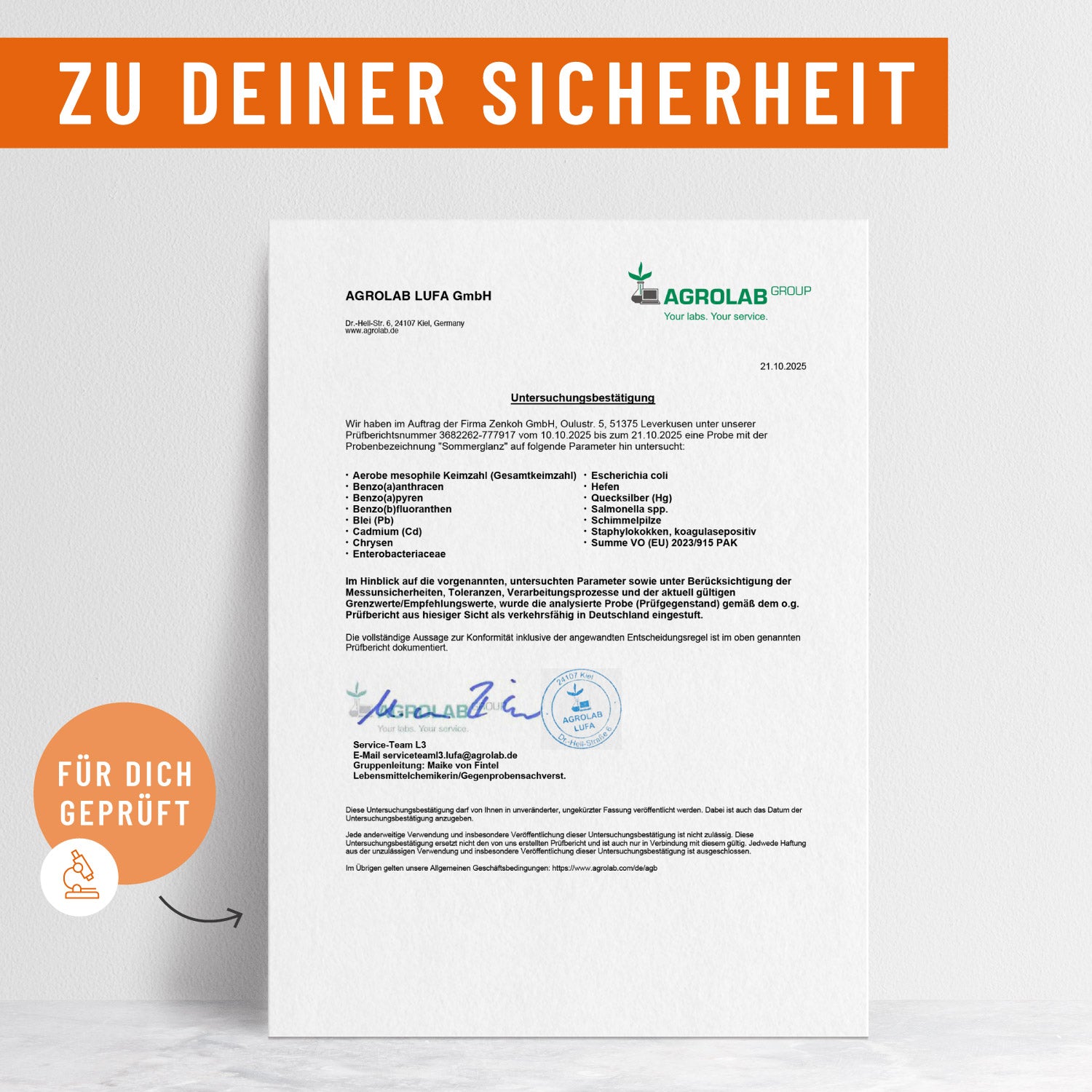 Sommerglanz Beta Carotin Laborzertifikat