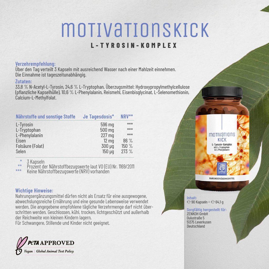 motivationskick l-tyrosin komplex etikett